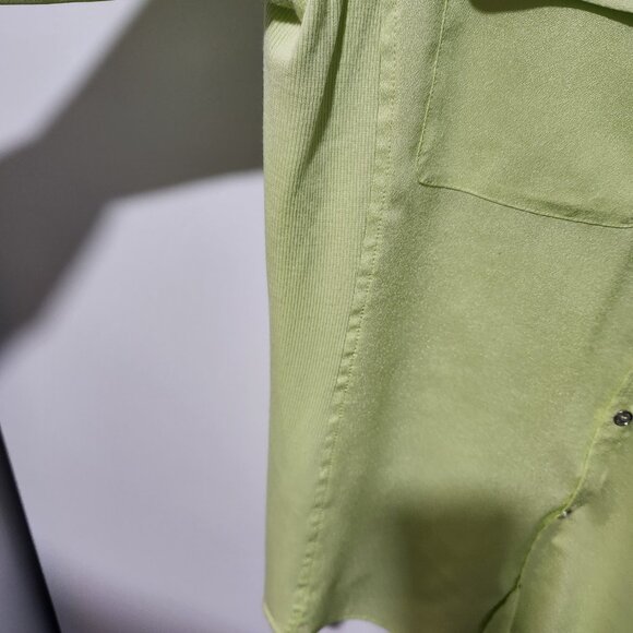 CALVIN KLEIN Women's Iridescent Lime Green Long Sleeve Blouse Top Size Small - Picture 6 of 6